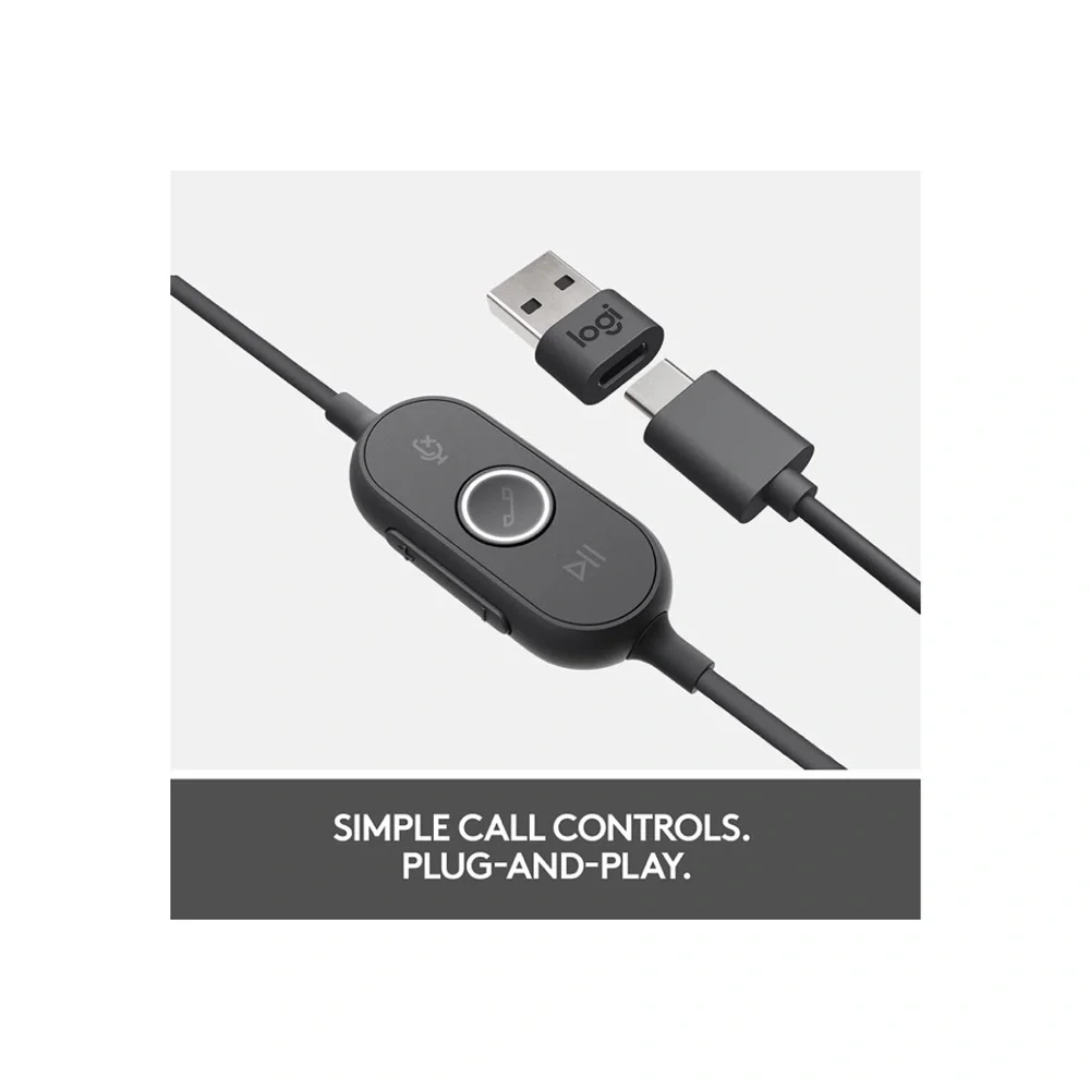 Logitech Zone Wired‎ Headset, with advanced noise-canceling mic technology